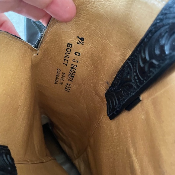 Boulet Tooled Leather Cowgirl Boots Size 9.5 - Picture 10 of 12